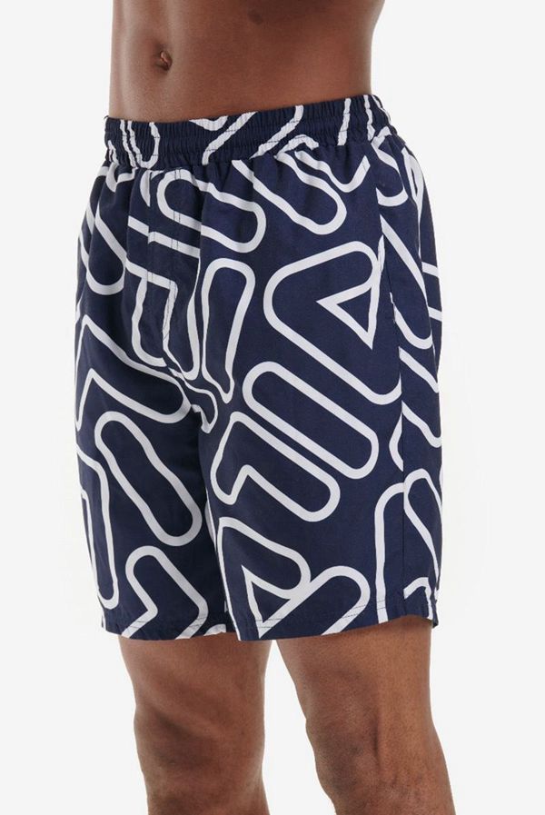 Pantalones Cortos Fila Hombre Azul Marino / Blancas - Yash Outline Print Swim - España 657438SIQ